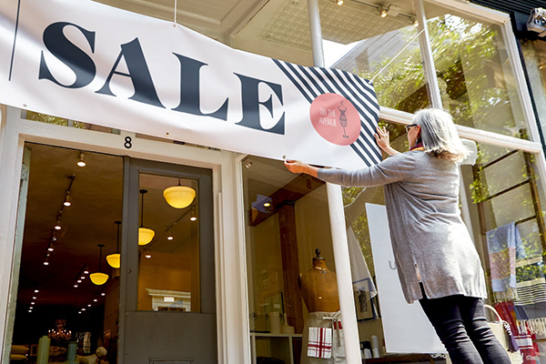 Banner installation with bucket truck